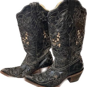 Corral-Vintage Lizard Inlay snip toe boots